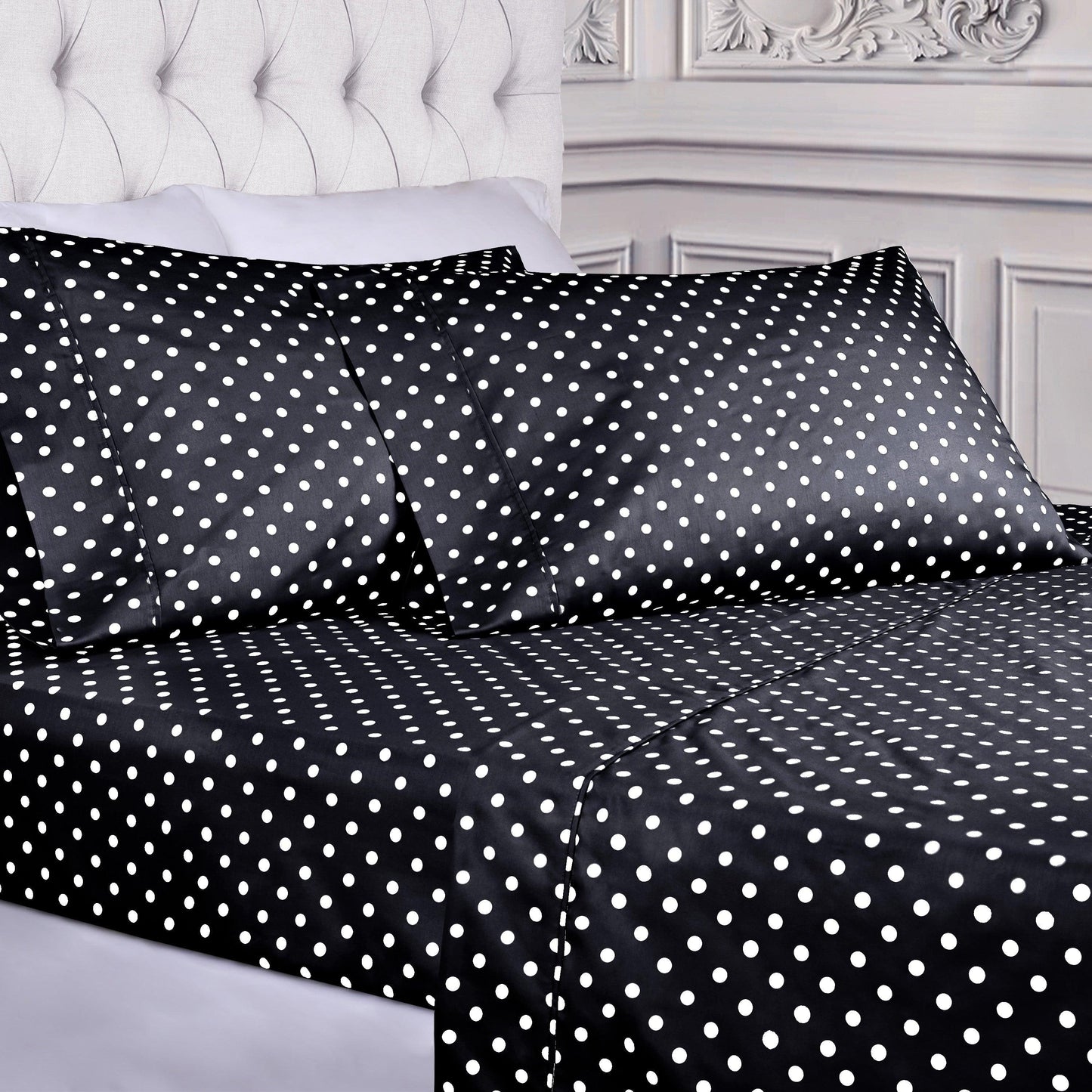 Polka Dot 600 Thread Count Cotton Blend Deep Pocket Sheet Set