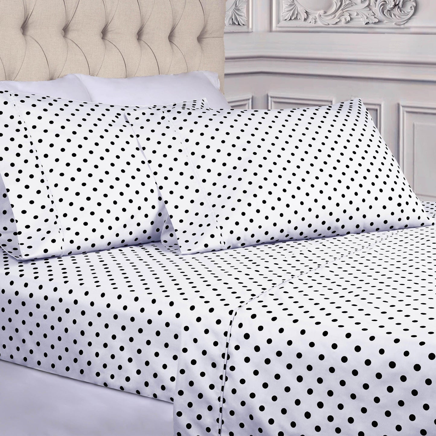 Polka Dot 600 Thread Count Cotton Blend Deep Pocket Sheet Set