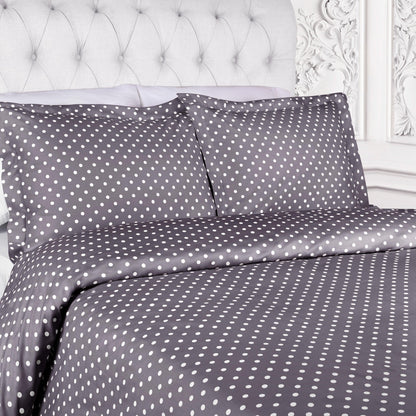 600 Thread Count Cotton Blend Polka Dot Luxury Plush Duvet Cover Set