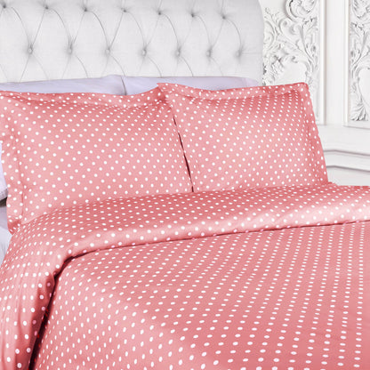 600 Thread Count Cotton Blend Polka Dot Luxury Plush Duvet Cover Set