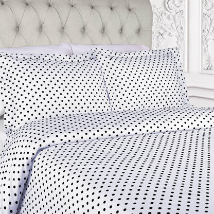 600 Thread Count Cotton Blend Polka Dot Luxury Plush Duvet Cover Set