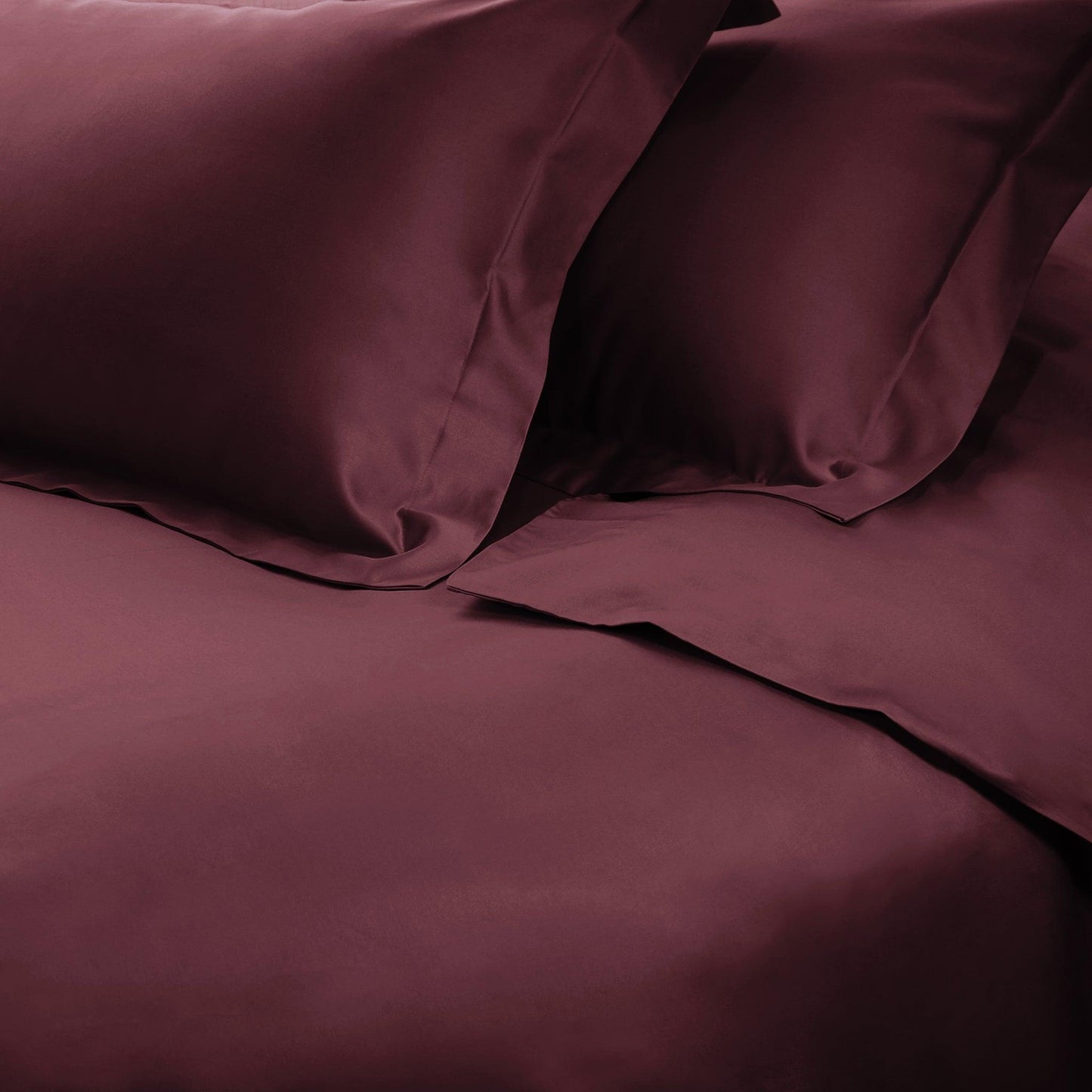  Superior Premium 650 Thread Count Egyptian Cotton Solid Duvet Cover Set - Plum