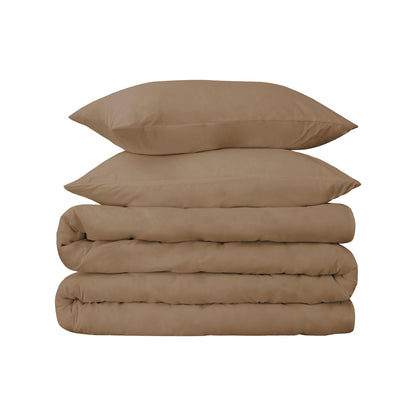 Superior Premium 650 Thread Count Egyptian Cotton Solid Duvet Cover Set - Taupe