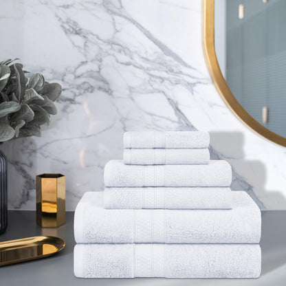Rayon from Bamboo Ultra-Plush Heavyweight Assorted 6-Piece Towel Set - White