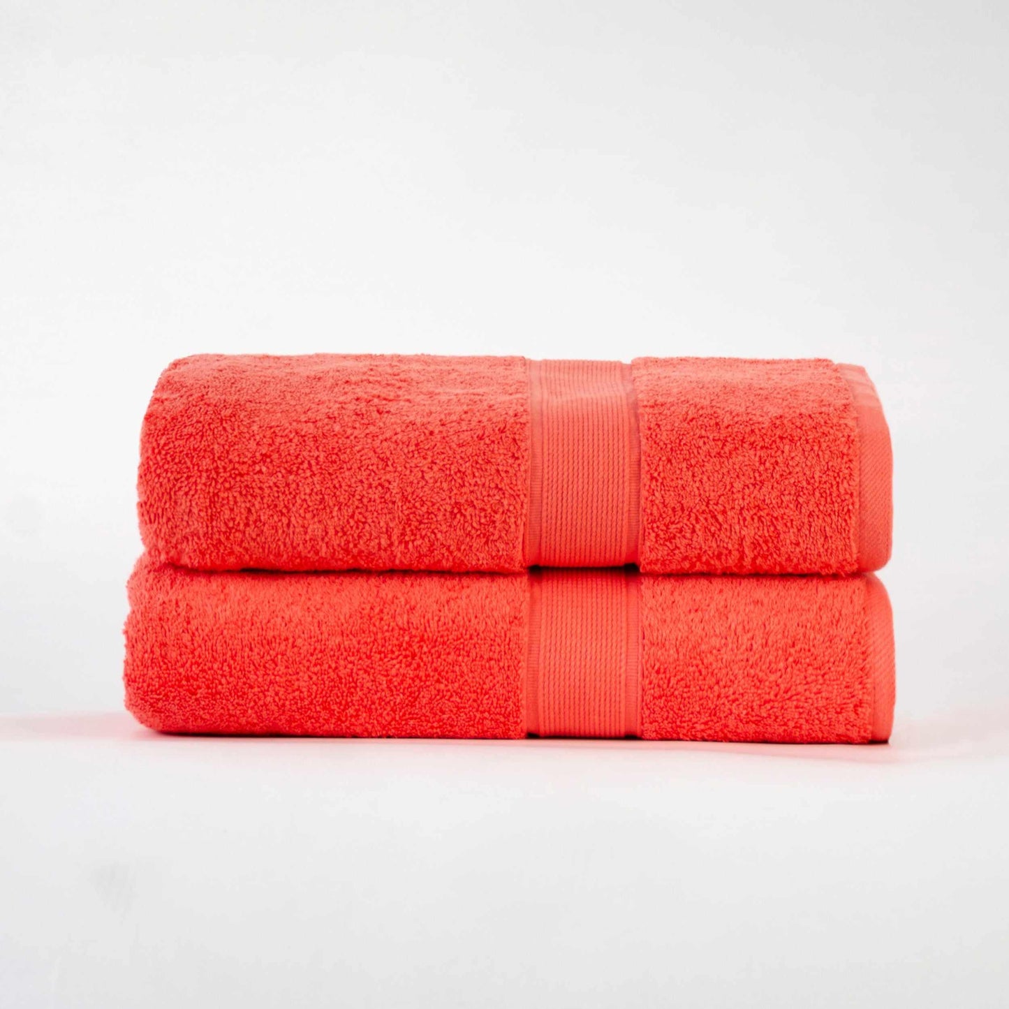 Modern Organic Solid 650 GSM 6- Pieces Bath Sheet Set - Coral