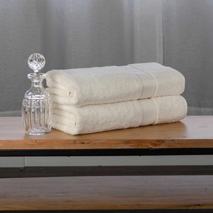 Modern Organic Solid 650 GSM 6- Pieces Bath Sheet Set - Ivory