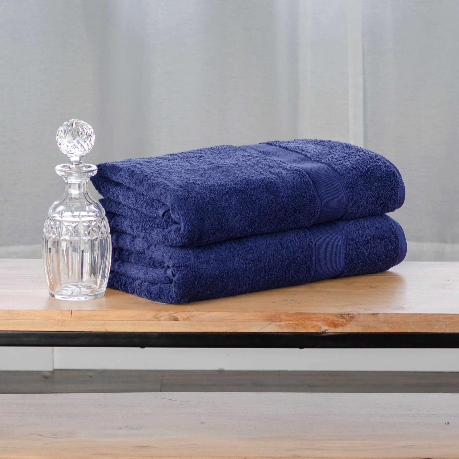Modern Organic Solid 650 GSM 6- Pieces Bath Sheet Set -  Navy Blue
