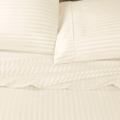 Premium 600 Thread Count Egyptian Cotton Striped Pillowcase Set - Ivory