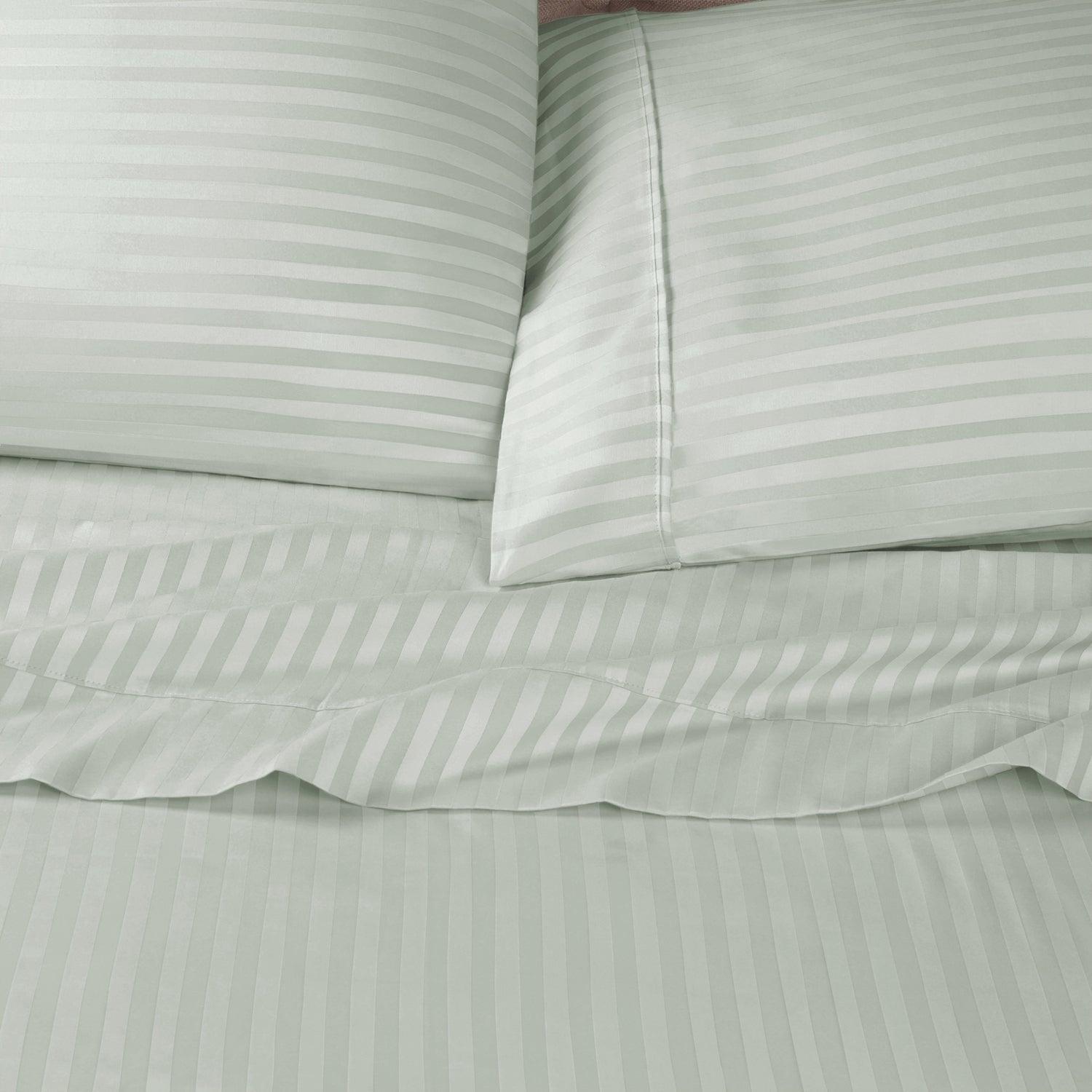 Premium 600 Thread Count Egyptian Cotton Striped Pillowcase Set - Mint
