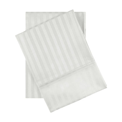 Premium 600 Thread Count Egyptian Cotton Striped Pillowcase Set - Silver