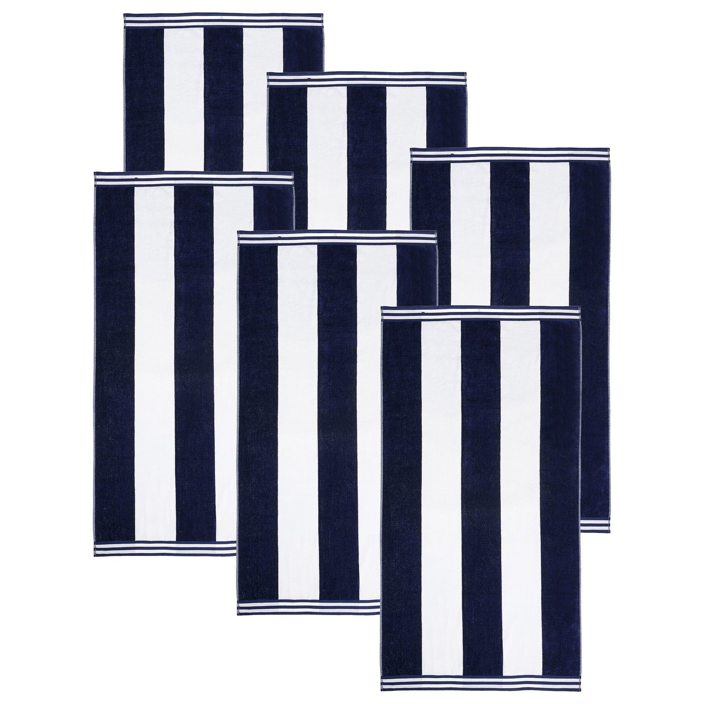 Superior Cabana Stripe Oversized Cotton Beach Towel Set Of 2,4,6 - Blue