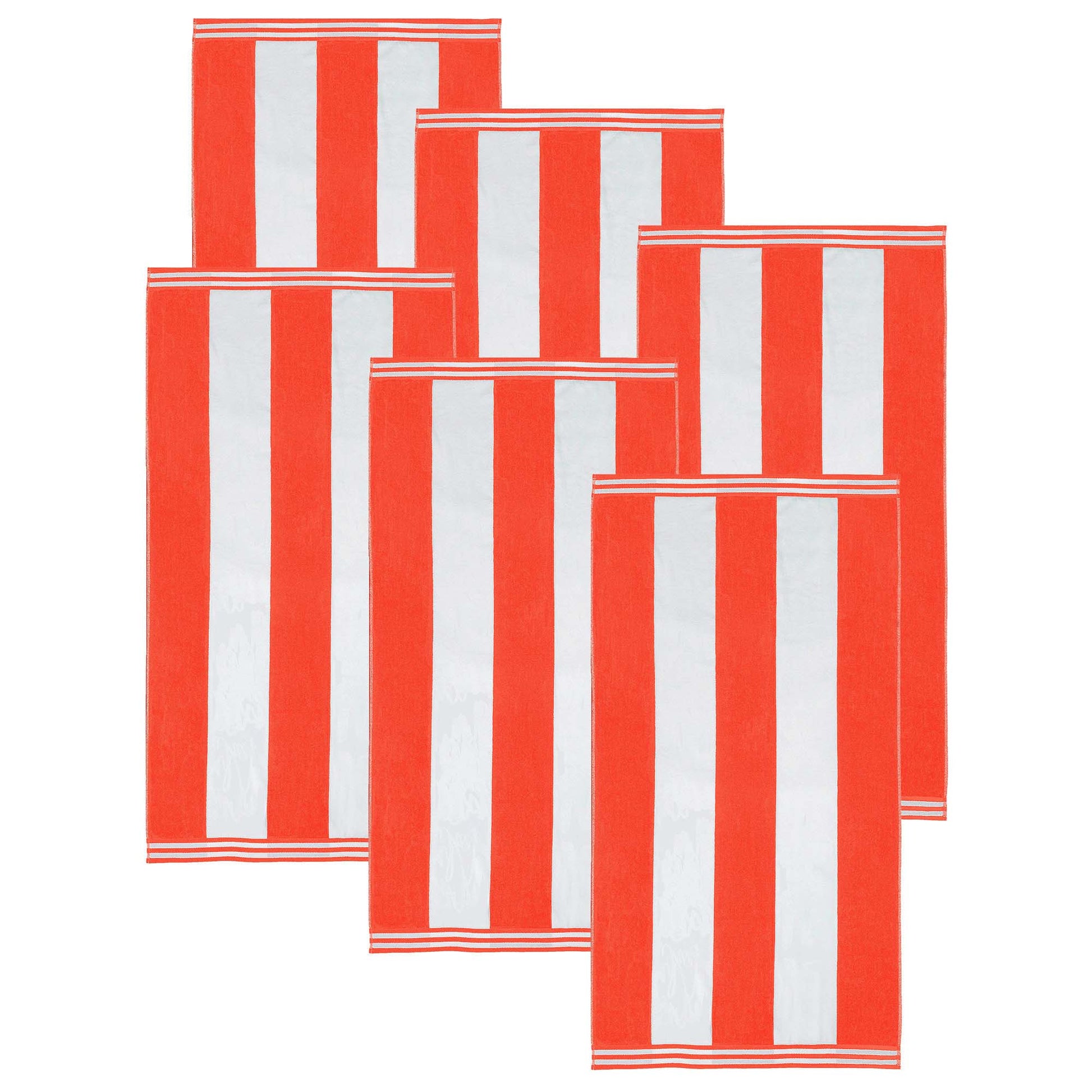 Superior Cabana Stripe Oversized Cotton Beach Towel Set Of 2,4,6 - Coral