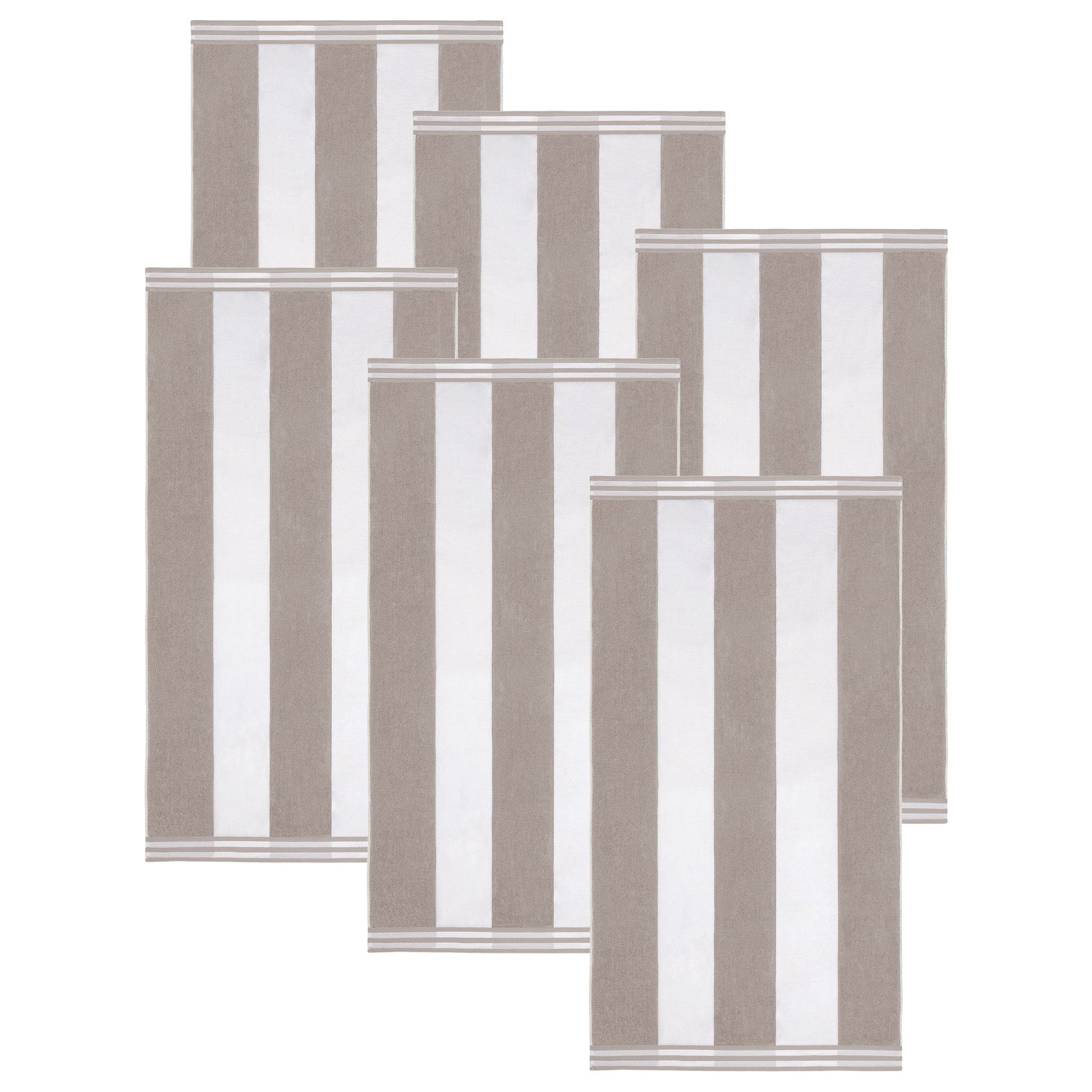 Superior Cabana Stripe Oversized Cotton Beach Towel Set Of 2,4,6 - Light Grey