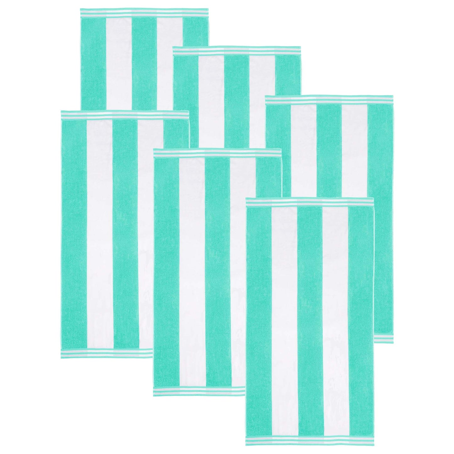 Superior Cabana Stripe Oversized Cotton Beach Towel Set Of 2,4,6 - Mint