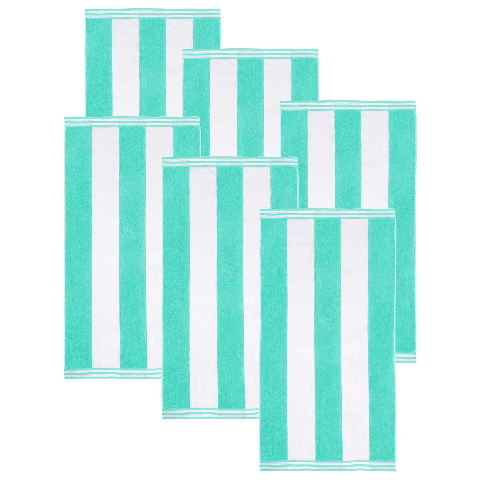 Superior Cabana Stripe Oversized Cotton Beach Towel Set Of 2,4,6 - Mint