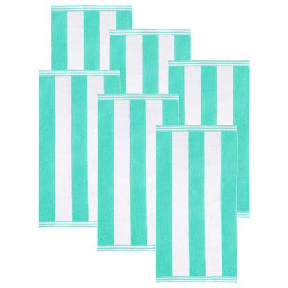Superior Cabana Stripe Oversized Cotton Beach Towel Set Of 2,4,6 - Mint