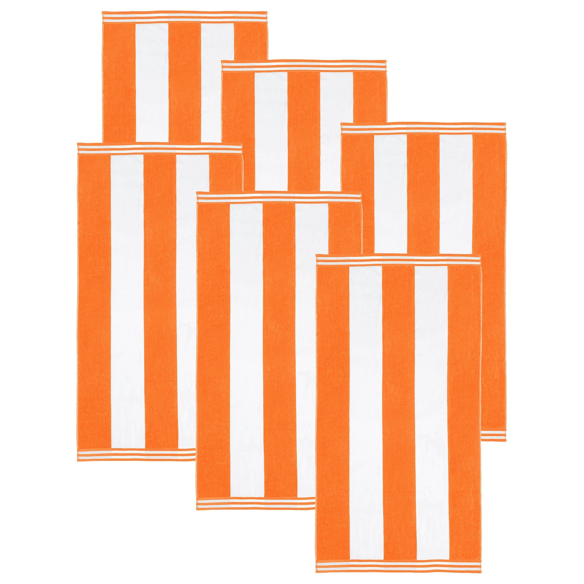 Superior Cabana Stripe Oversized Cotton Beach Towel Set Of 2,4,6 - Orange