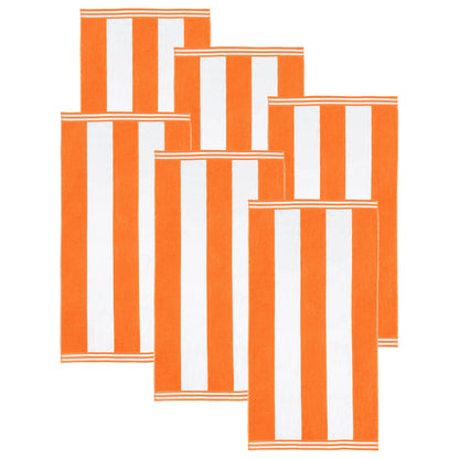 Superior Cabana Stripe Oversized Cotton Beach Towel Set Of 2,4,6 - Orange