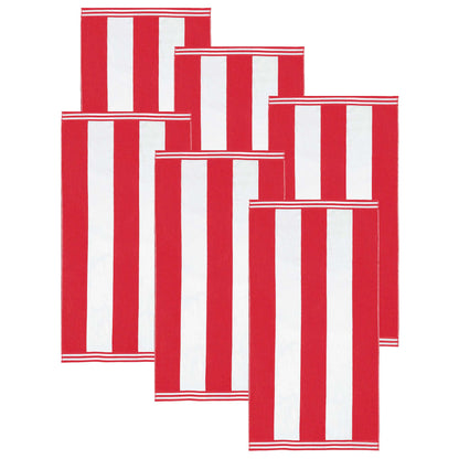 Superior Cabana Stripe Oversized Cotton Beach Towel Set Of 2,4,6 - Red