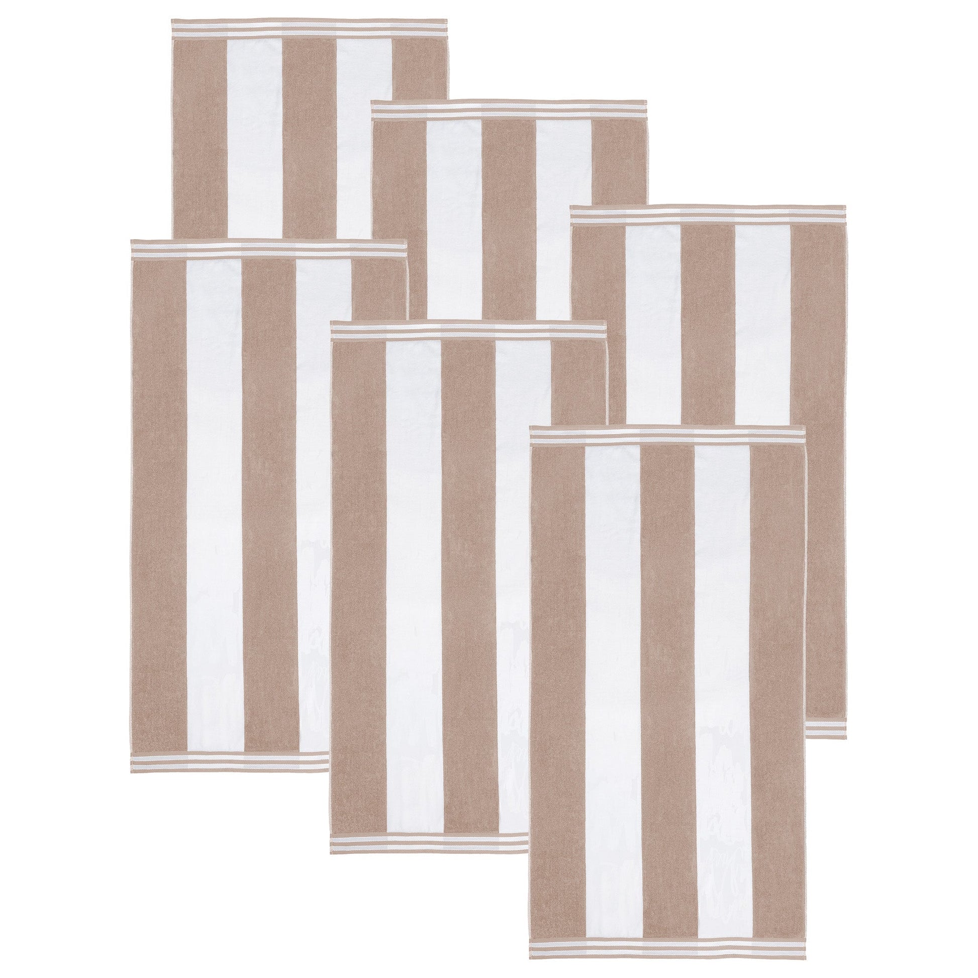 Superior Cabana Stripe Oversized Cotton Beach Towel Set Of 2,4,6 - Taupe
