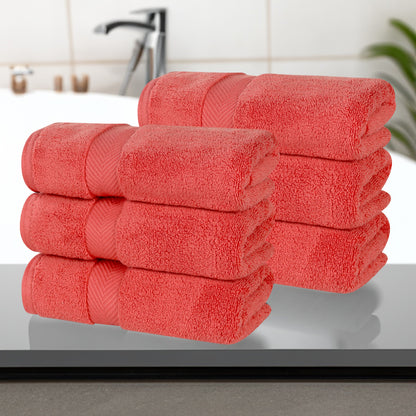 Zero Twist Cotton Solid Ultra-Soft Absorbent Hand Towel - Coral