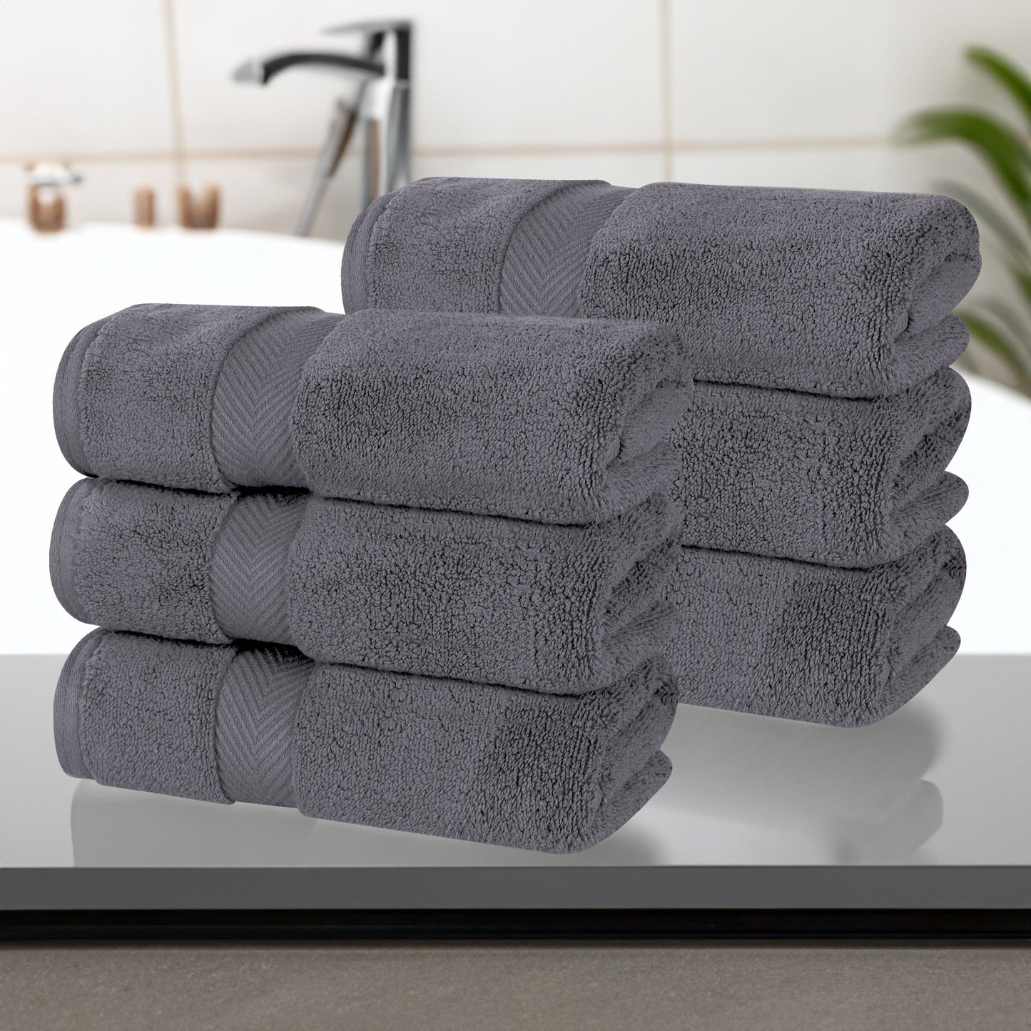 Zero Twist Cotton Solid Ultra-Soft Absorbent Hand Towel - Grey