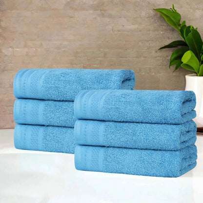 Honeycomb Textured Waffle Border Cotton Hand Towels, Set of 4