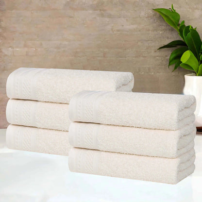 Honeycomb Textured Waffle Border Cotton Hand Towels, Set of 4