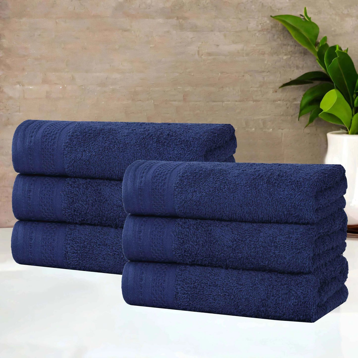 Honeycomb Textured Waffle Border Cotton Hand Towels, Set of 4