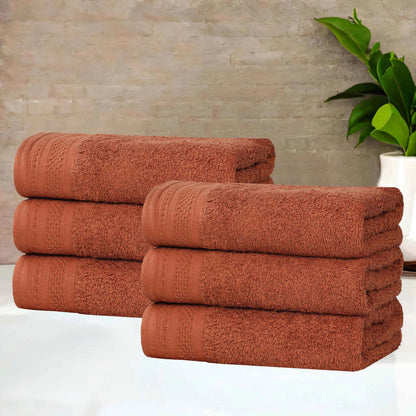 Honeycomb Textured Waffle Border Cotton Hand Towels, Set of 4