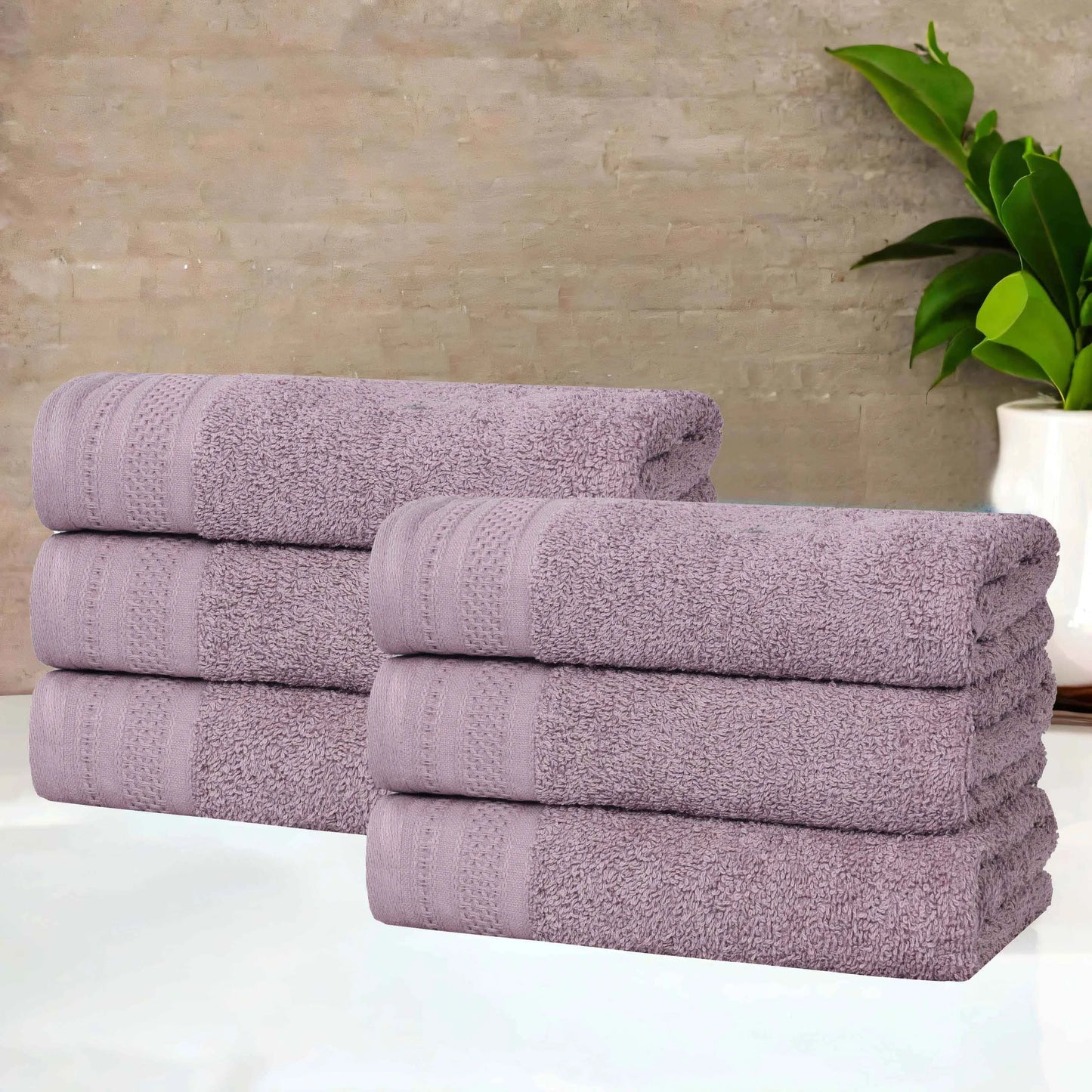 Honeycomb Textured Waffle Border Cotton Hand Towels, Set of 4