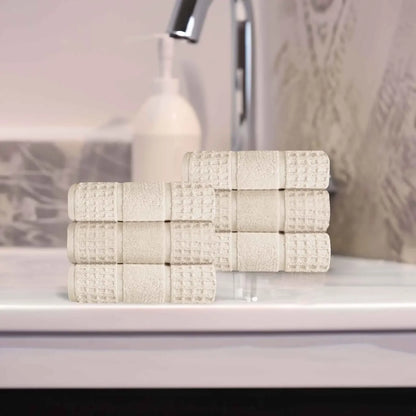 Napa Zero Twist Cotton Solid Waffle Honeycomb Hand Towel Set of 6