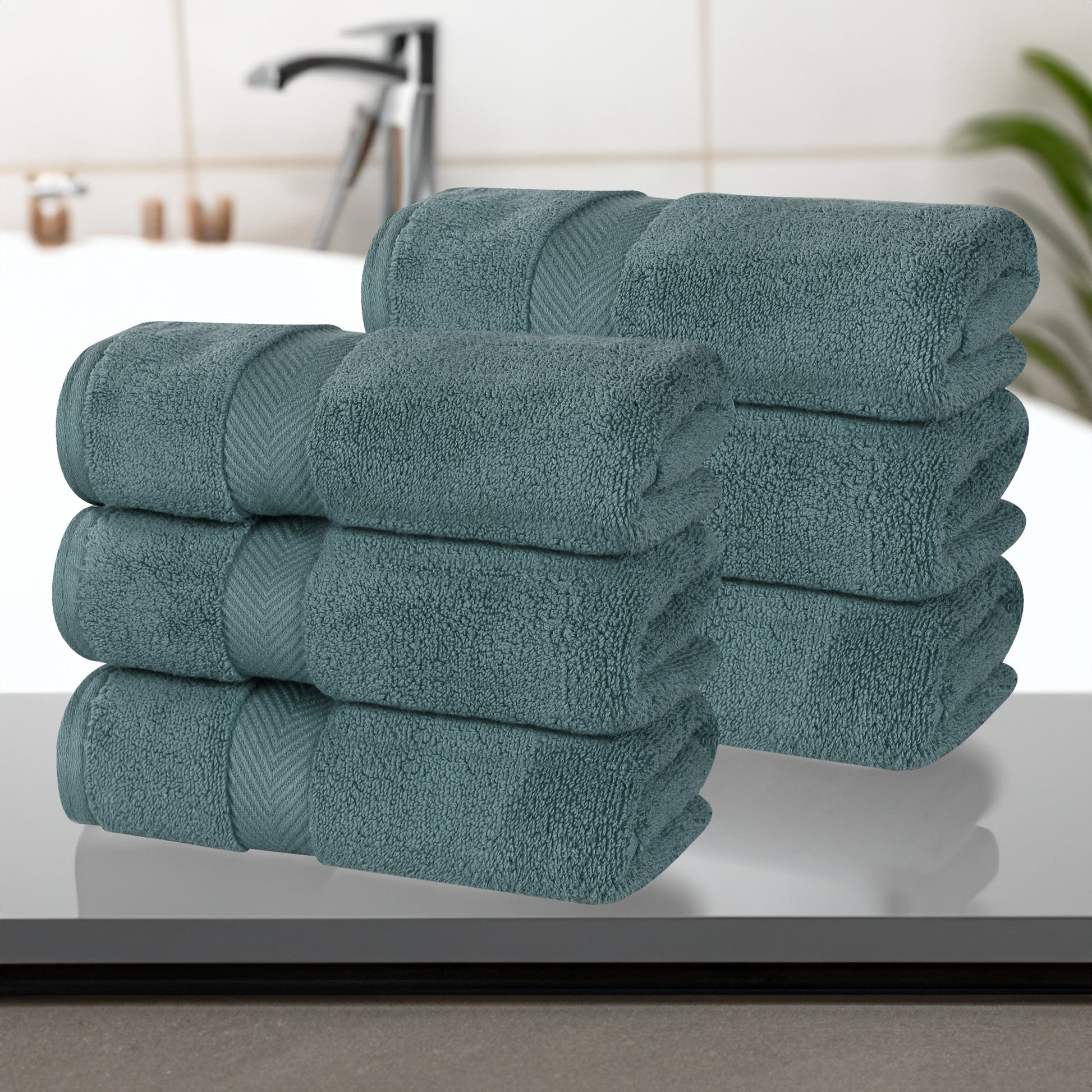 Zero Twist Cotton Solid Ultra-Soft Absorbent Hand Towel - Jade Green