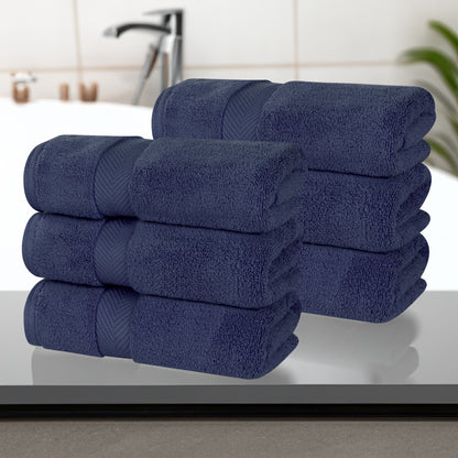 Zero Twist Cotton Solid Ultra-Soft Absorbent Hand Towel - Midnight Blue