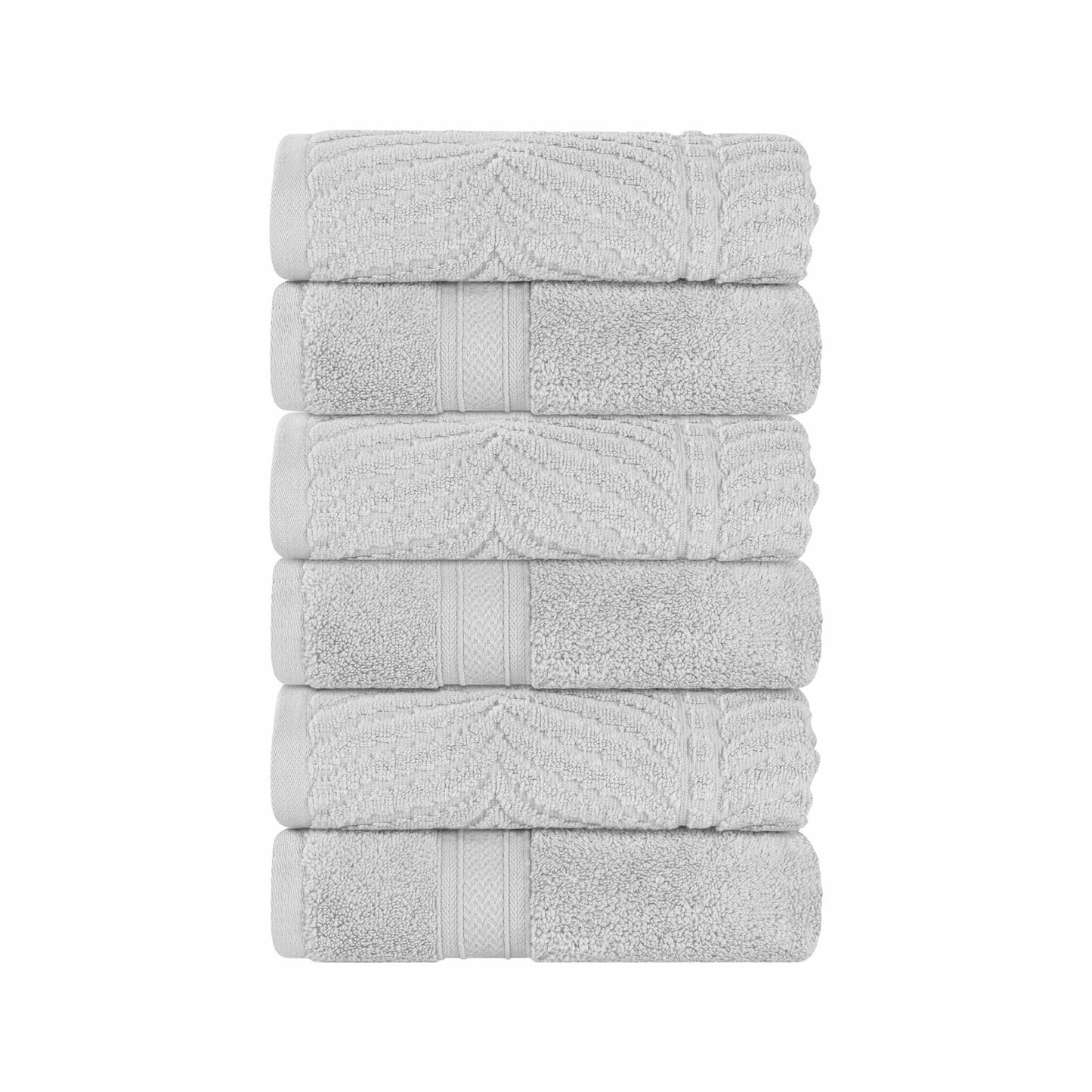 Chevron Zero Twist Cotton Solid and Jacquard Hand Towel - Platinum