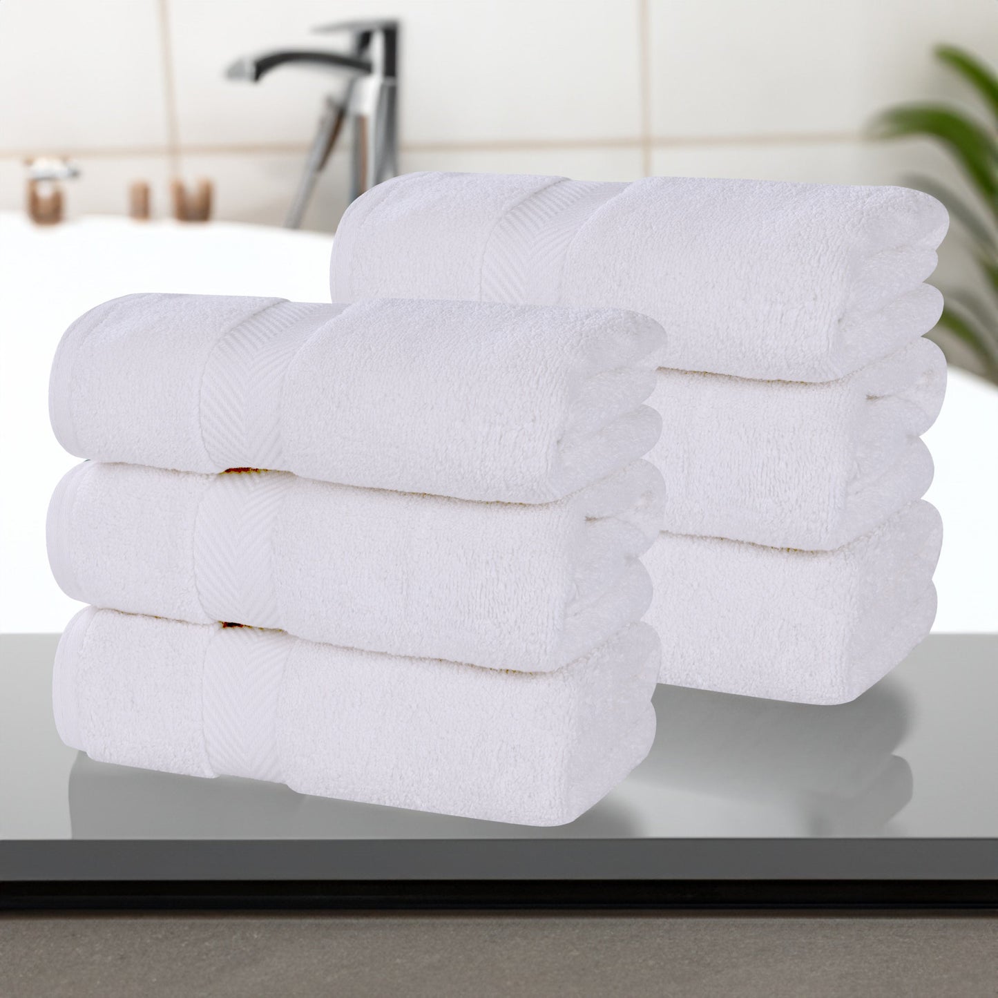 Zero Twist Cotton Solid Ultra-Soft Absorbent Hand Towel - White