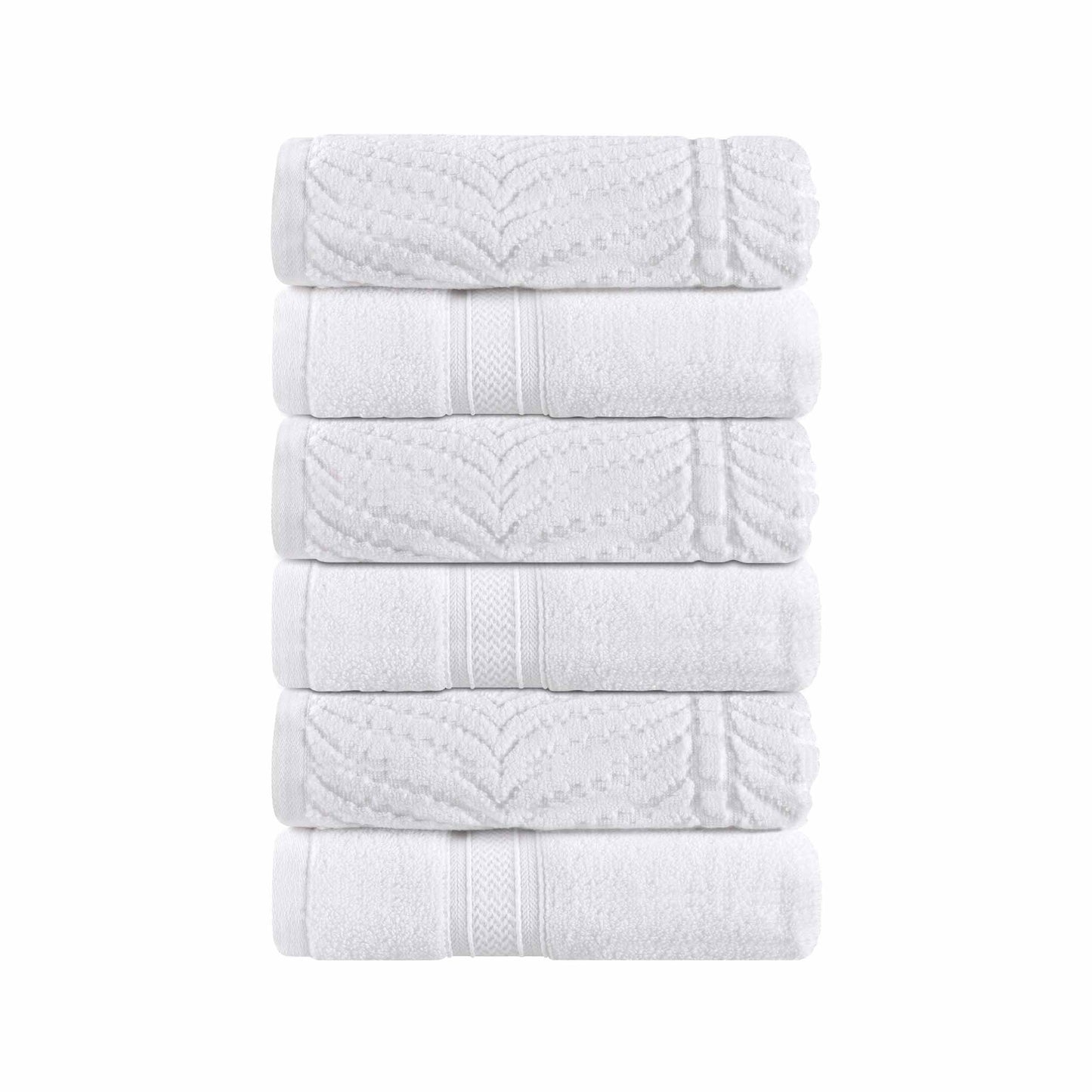 Chevron Zero Twist Cotton Solid and Jacquard Hand Towel - White