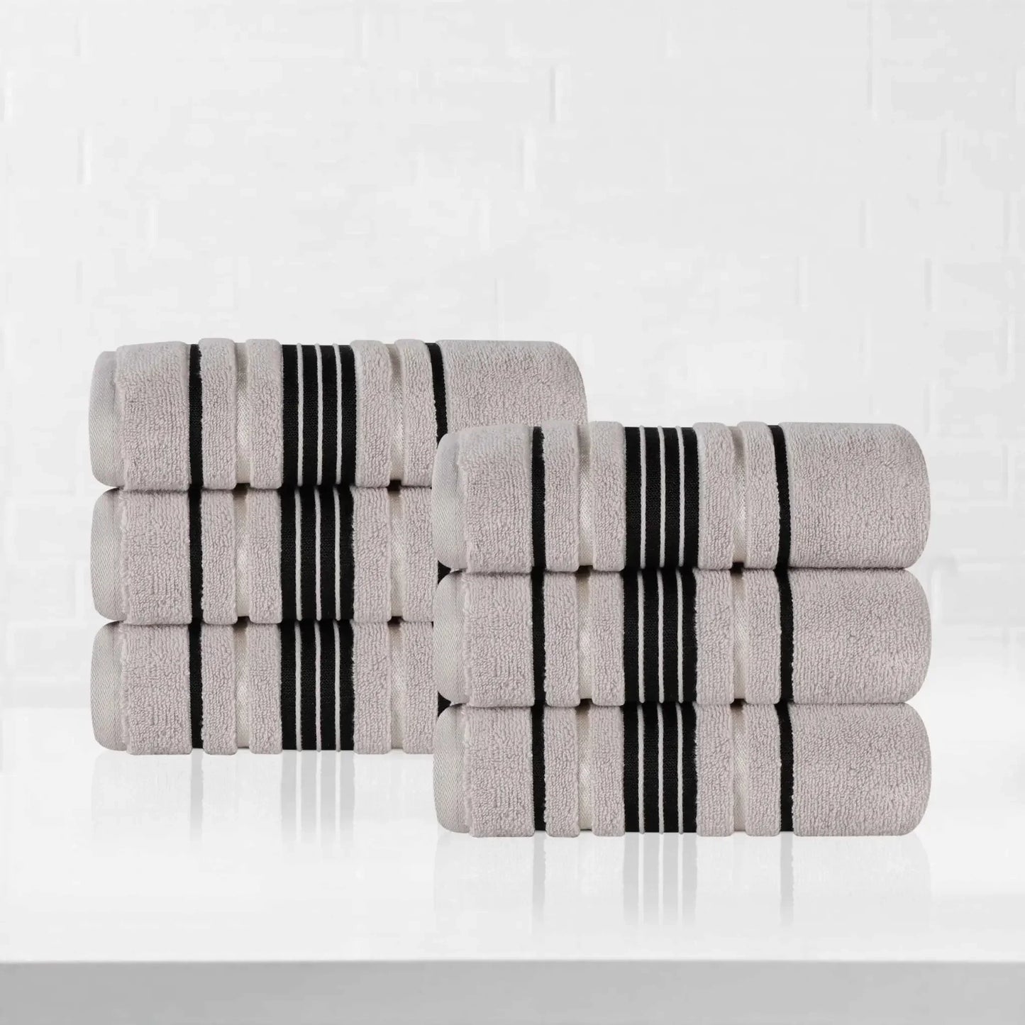 Sadie Zero Twist Cotton Absorbent Solid Hand Towel, Set of 6