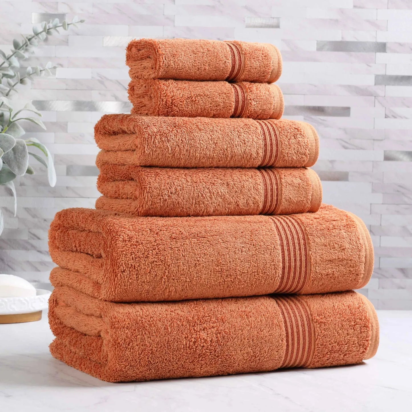 Heritage Egyptian Cotton Plush Absorbent Luxury 6 Piece Towel Set
