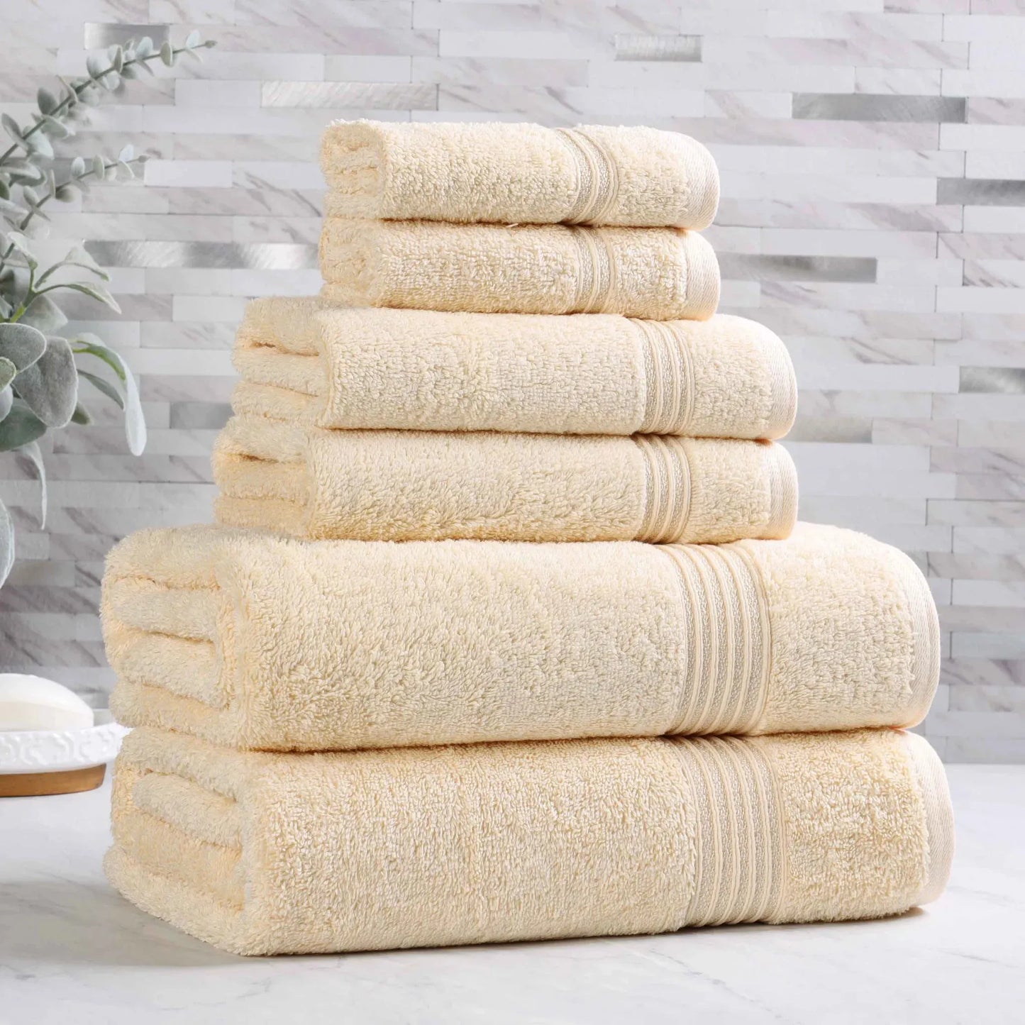 Heritage Egyptian Cotton Plush Absorbent Luxury 6 Piece Towel Set