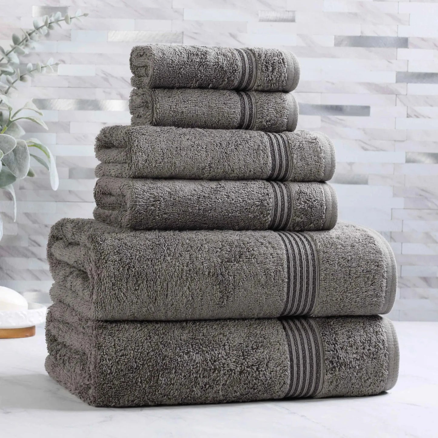 Heritage Egyptian Cotton Plush Absorbent Luxury 6 Piece Towel Set
