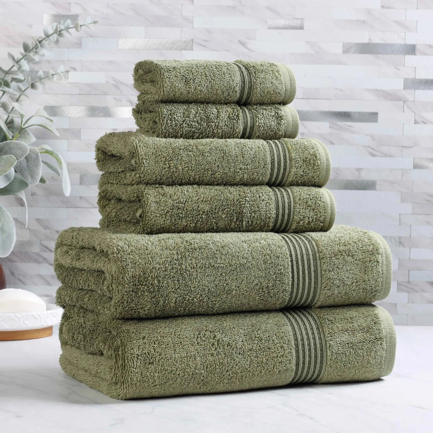 Heritage Egyptian Cotton Plush Absorbent Luxury 6 Piece Towel Set