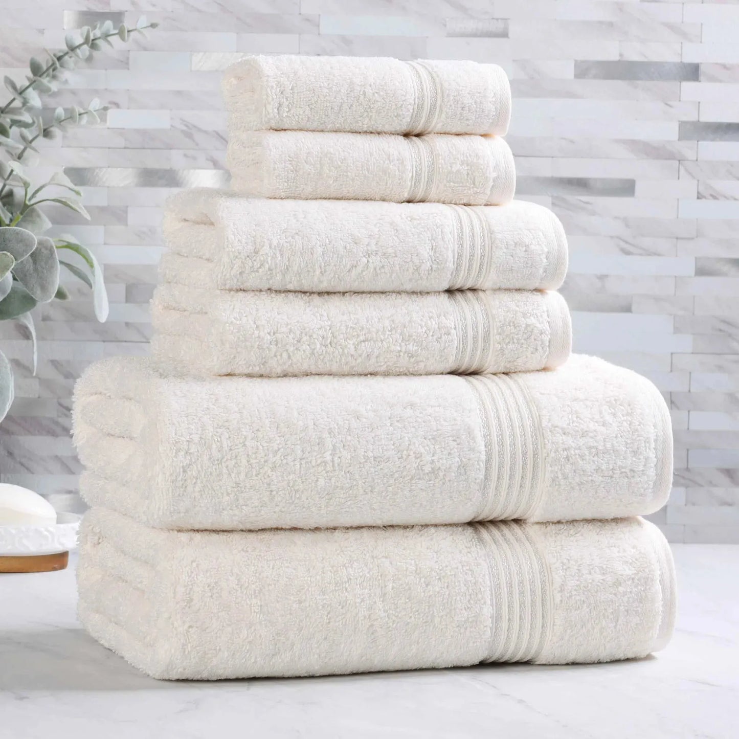 Heritage Egyptian Cotton Plush Absorbent Luxury 6 Piece Towel Set