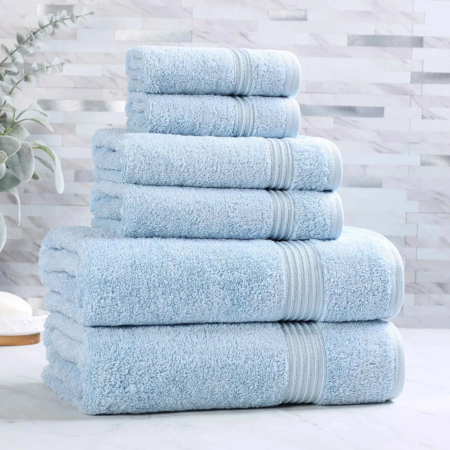 Heritage Egyptian Cotton Plush Absorbent Luxury 6 Piece Towel Set