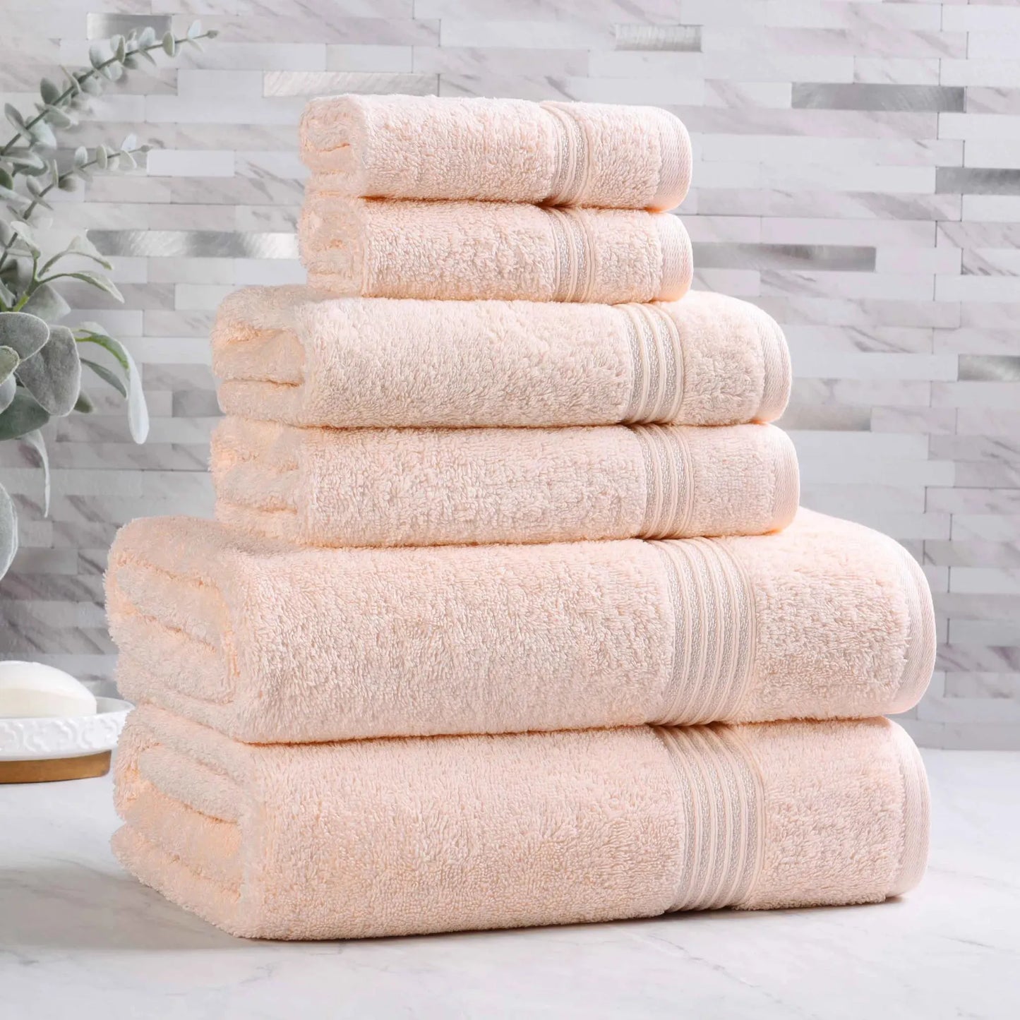 Heritage Egyptian Cotton Plush Absorbent Luxury 6 Piece Towel Set