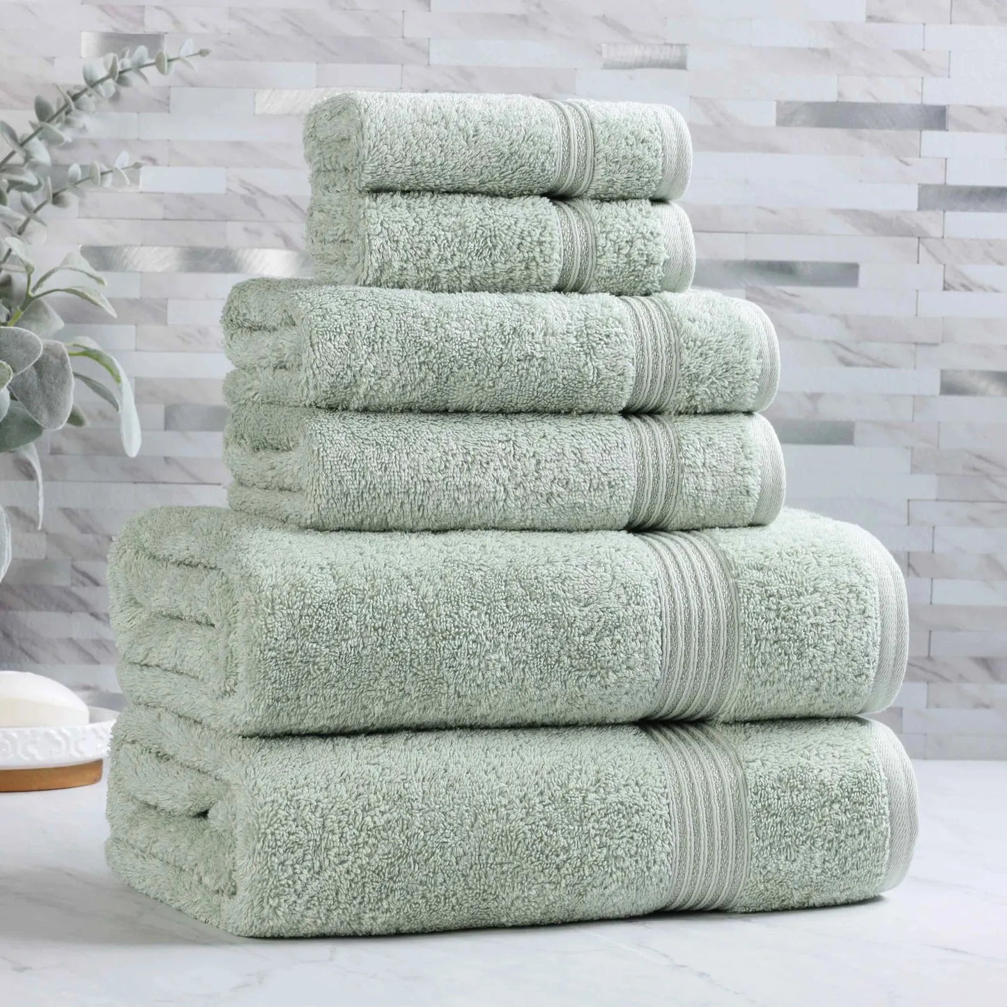 Heritage Egyptian Cotton Plush Absorbent Luxury 6 Piece Towel Set