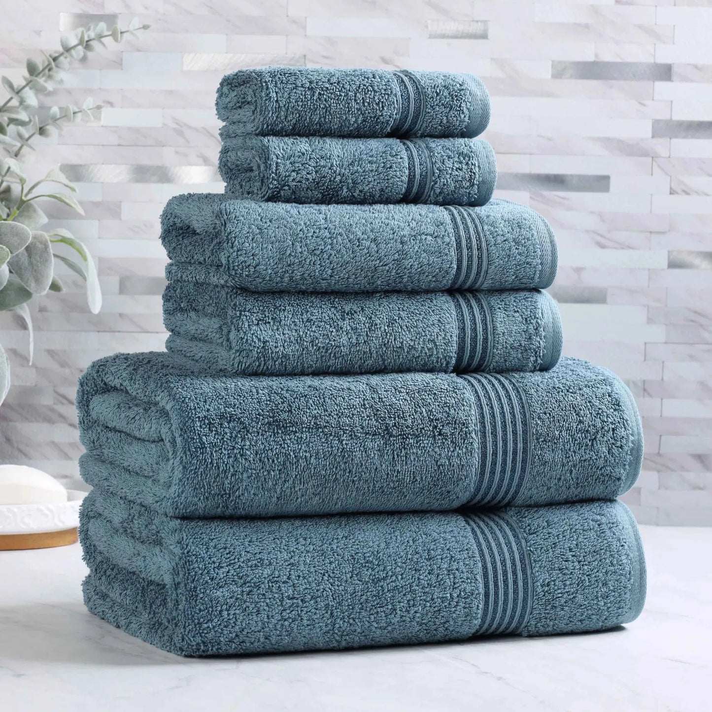 Heritage Egyptian Cotton Plush Absorbent Luxury 6 Piece Towel Set
