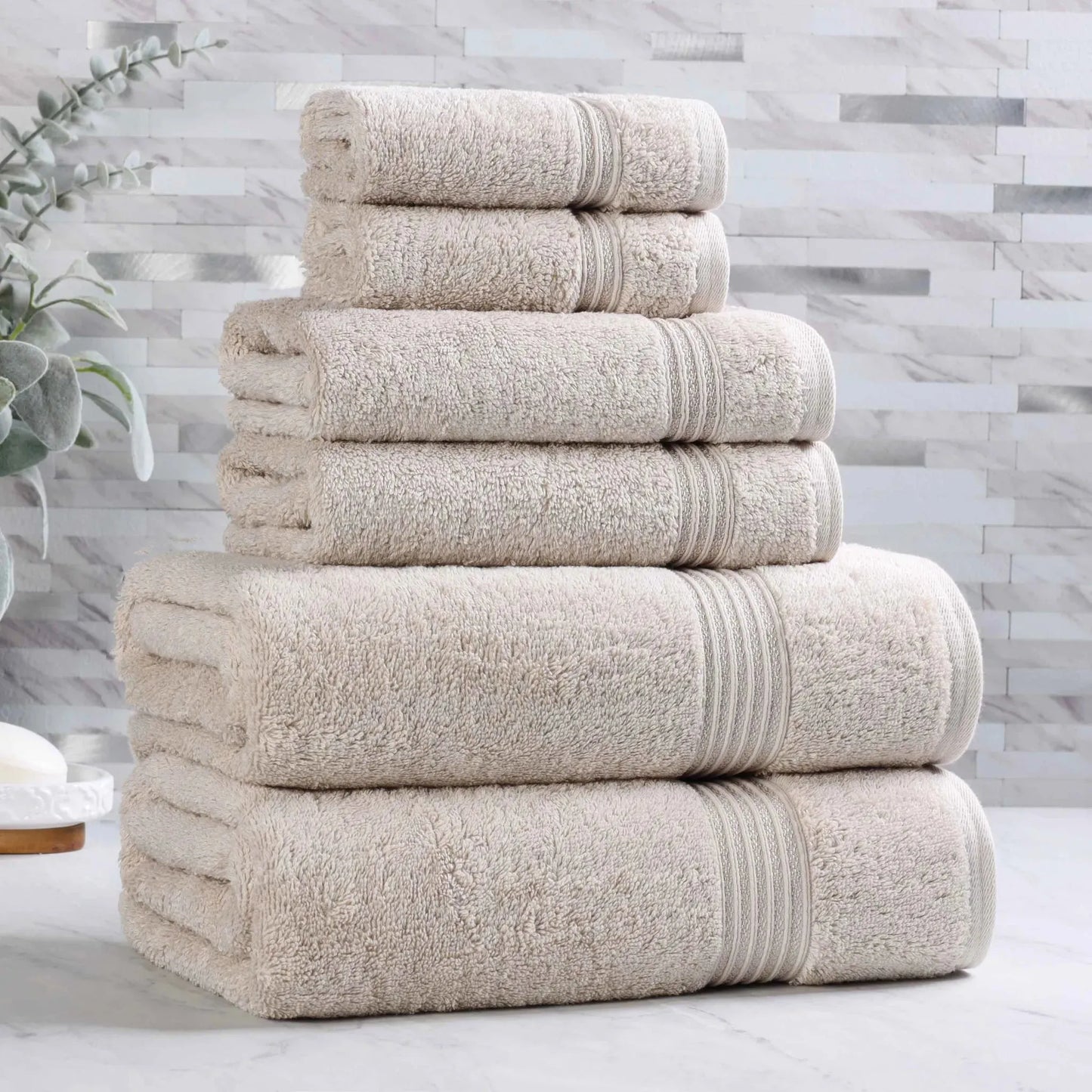 Heritage Egyptian Cotton Plush Absorbent Luxury 6 Piece Towel Set