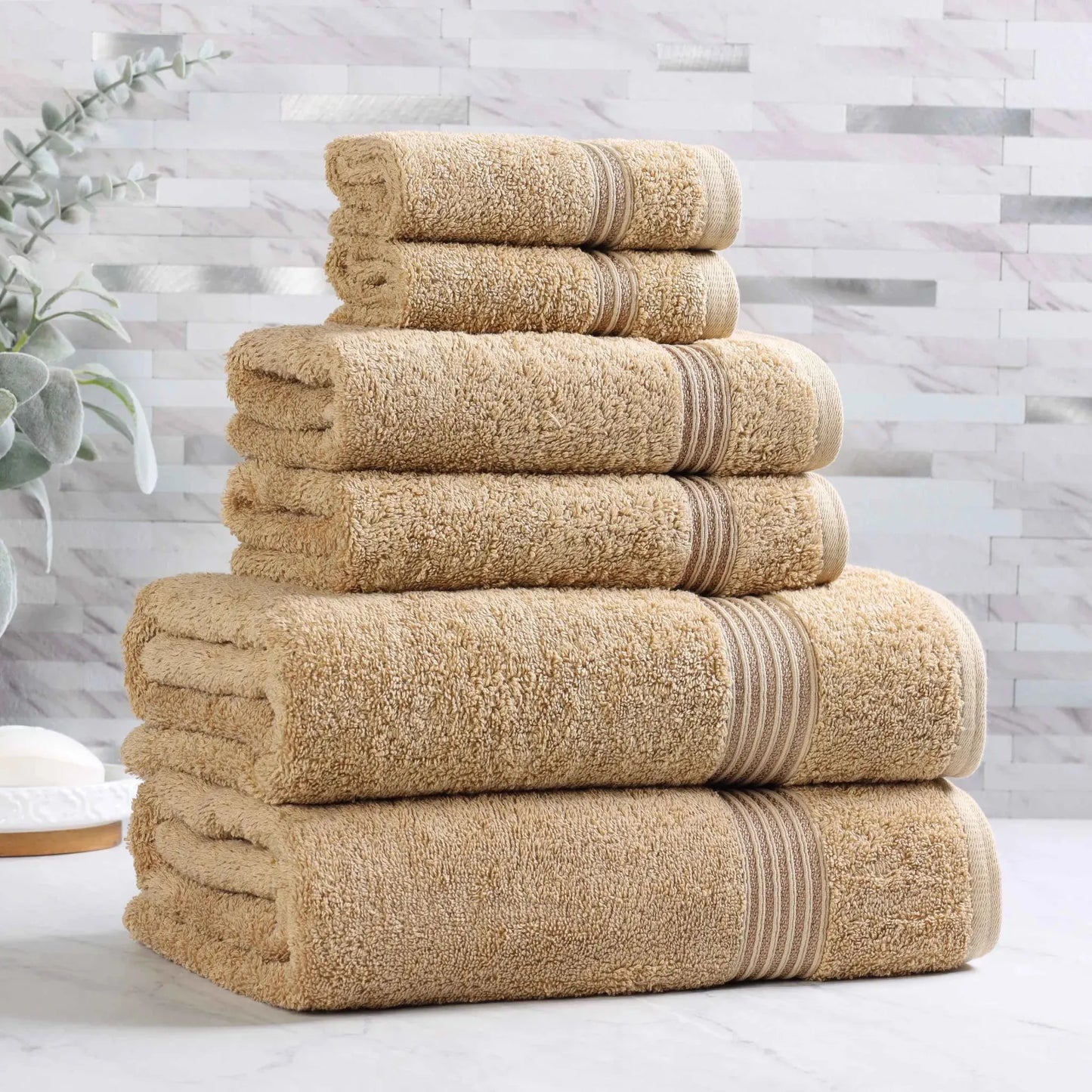 Heritage Egyptian Cotton Plush Absorbent Luxury 6 Piece Towel Set