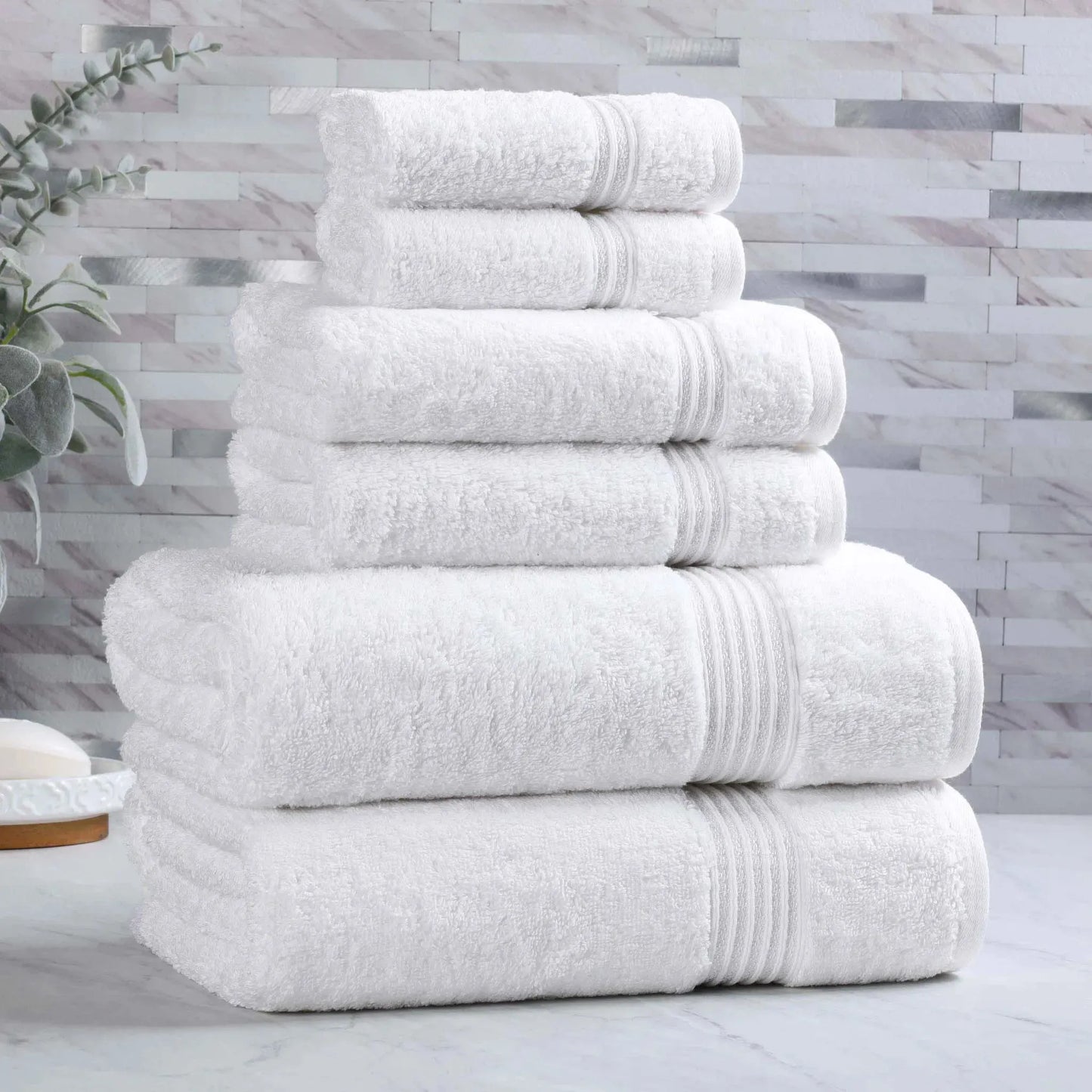 Heritage Egyptian Cotton Plush Absorbent Luxury 6 Piece Towel Set